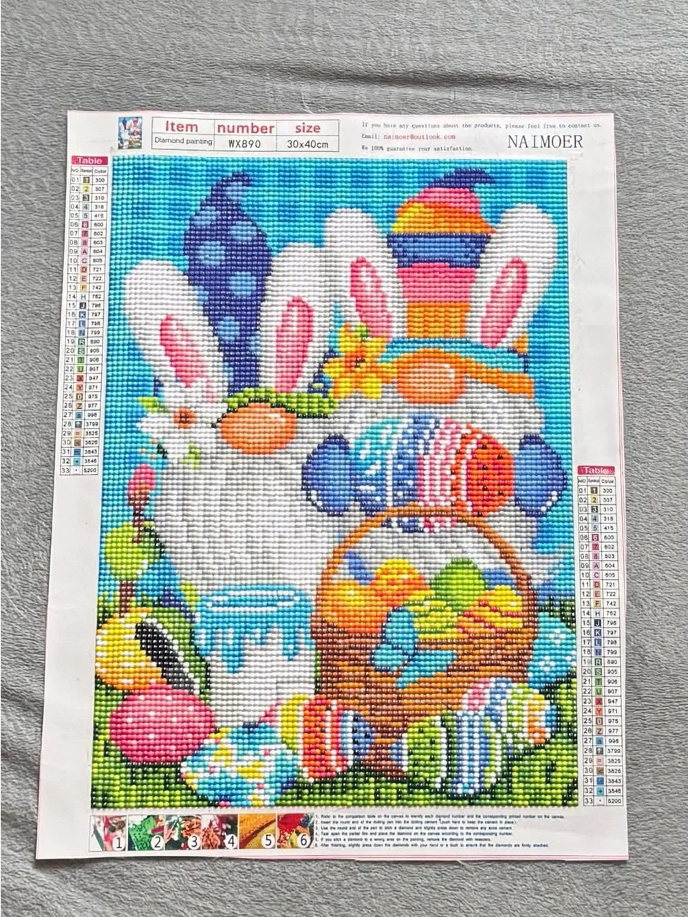 Finished Easter Bunny Diamond Painting Canvas - Bright Multicolor
